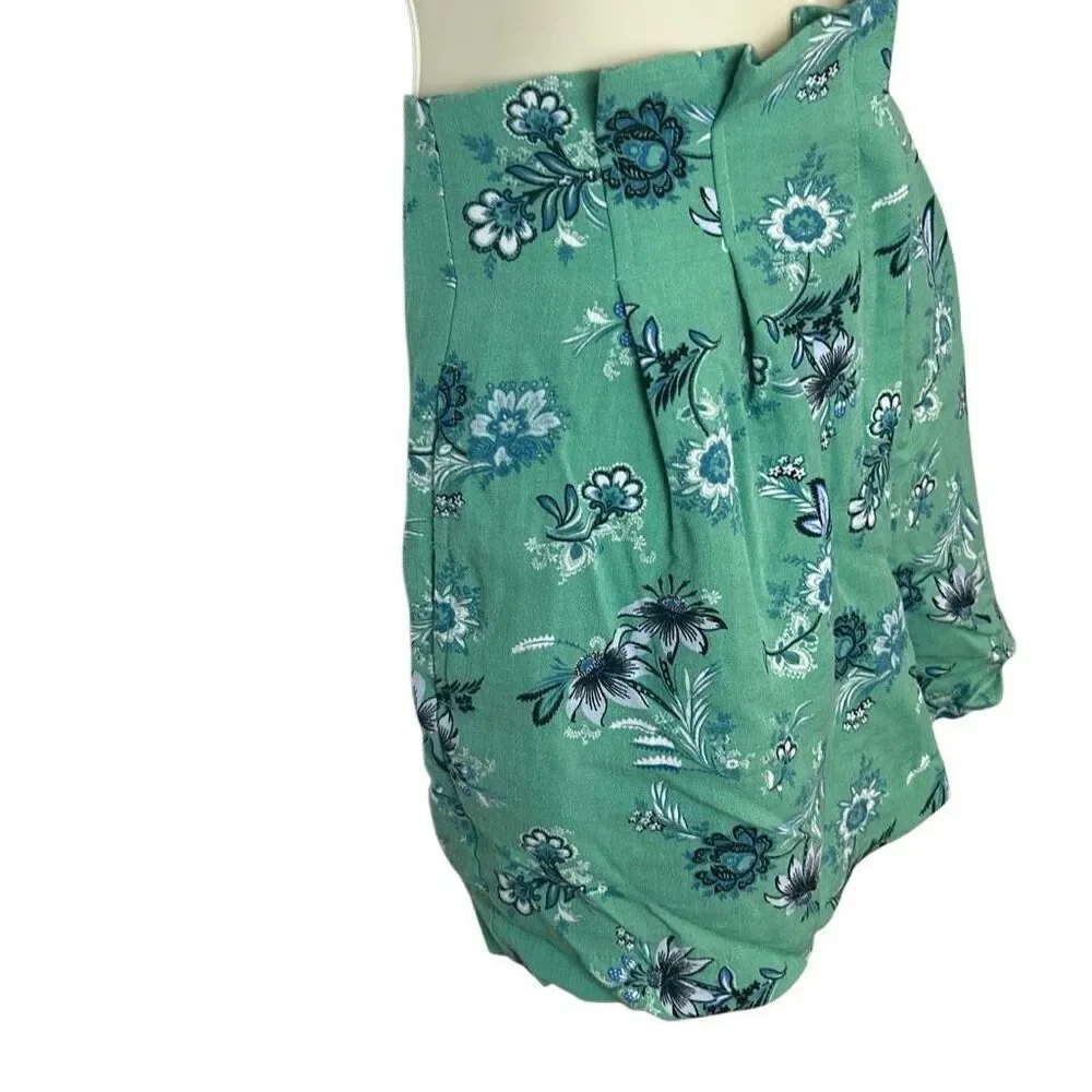 Ann Taylor Women's Green Floral High Waisted Shorts Size 4